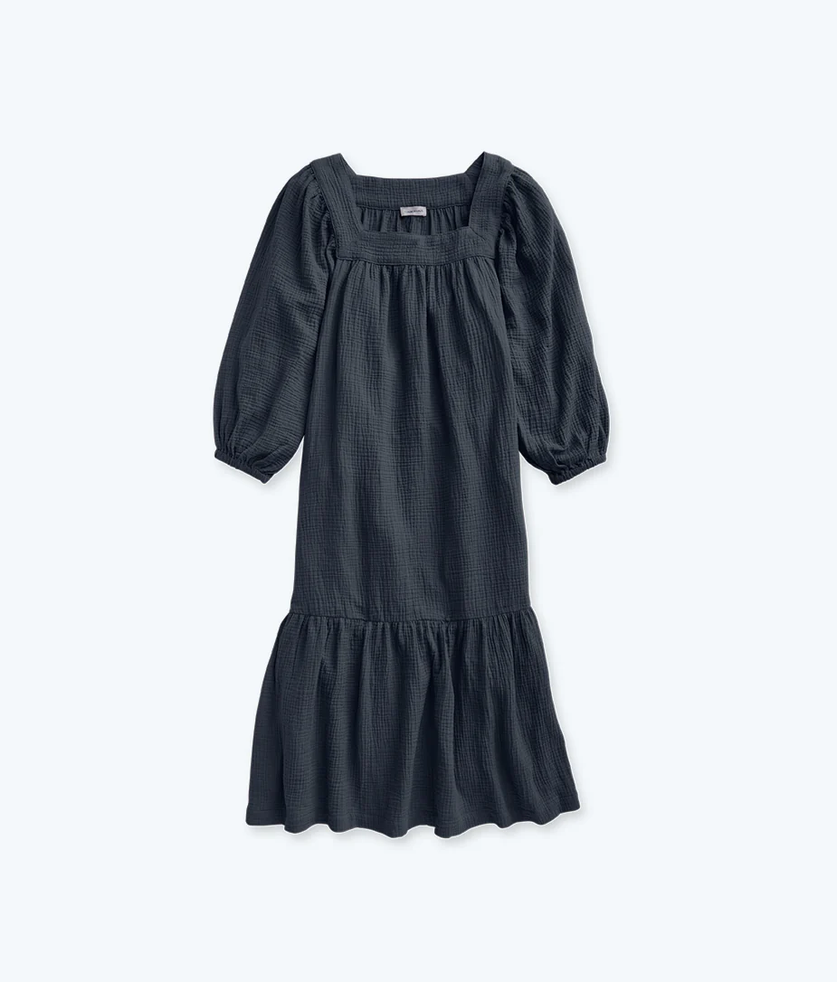 The Going Places Gauze Midi Dress - Midnight
