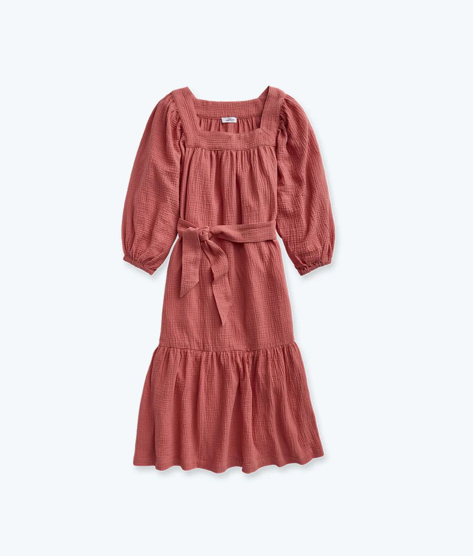 The Going Places Gauze Midi Dress - Faded Rose
