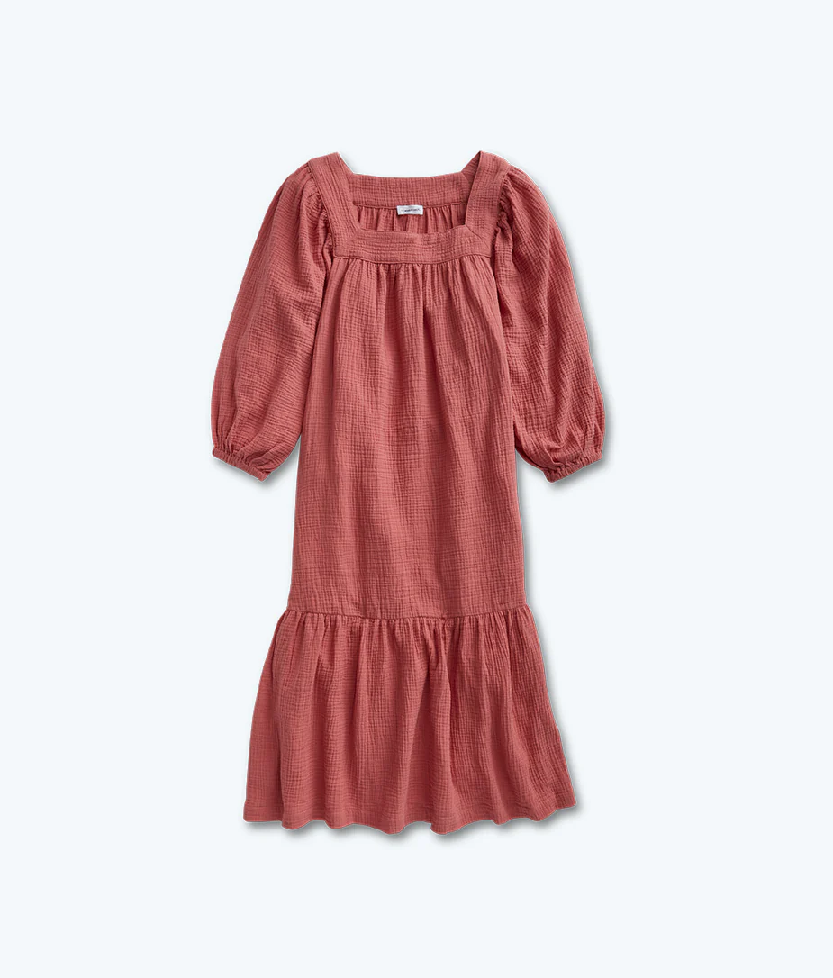 The Going Places Gauze Midi Dress - Faded Rose
