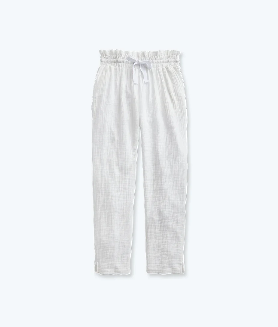 The Going Places Gauze Drawstring Pant - White Sand