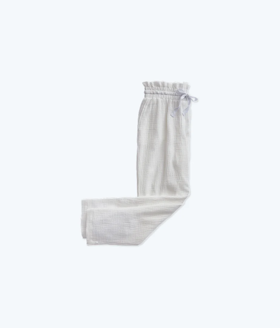 The Going Places Gauze Drawstring Pant - White Sand