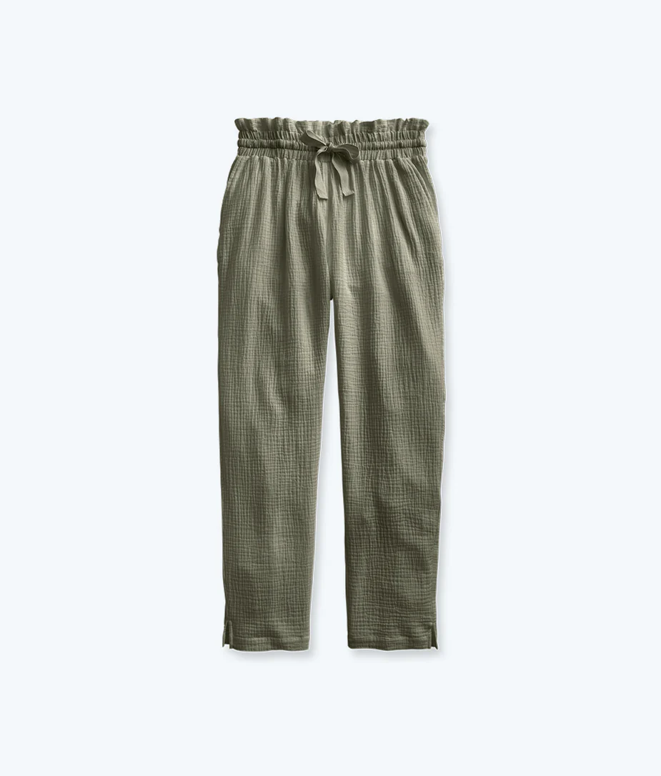 The Going Places Gauze Drawstring Pant - Agave