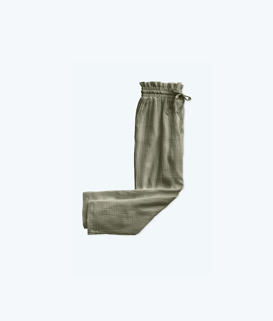 The Going Places Gauze Drawstring Pant - Agave