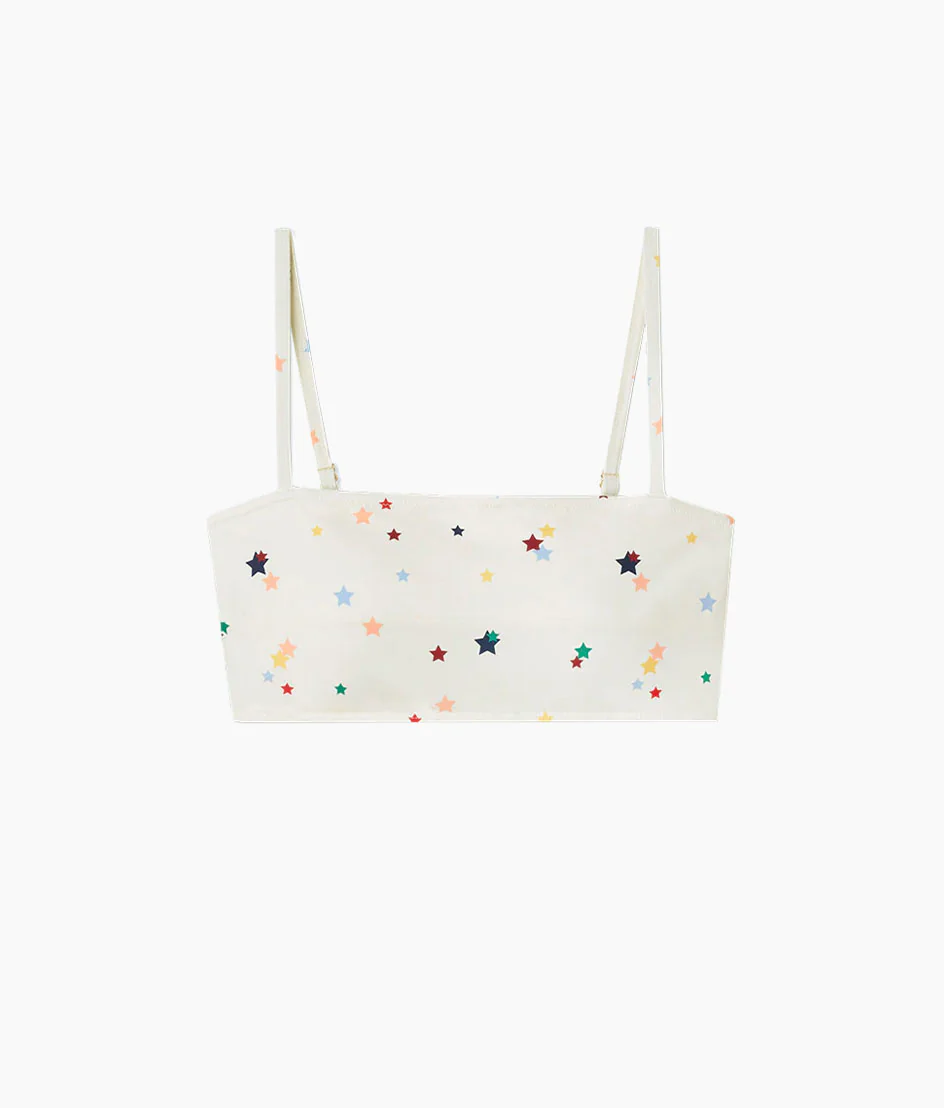 The Oasis Bikini Top - Small Scatter Stars in White Sand
