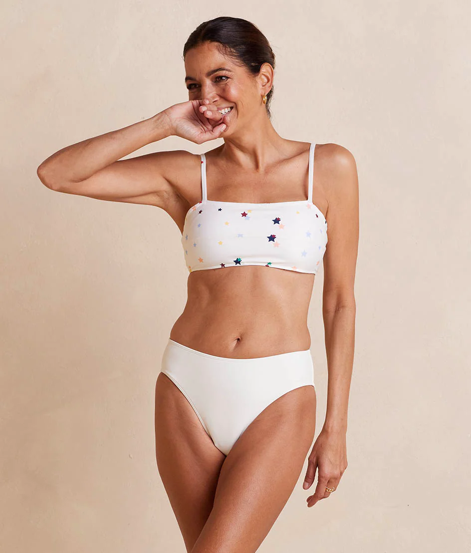 The Oasis Bikini Top - Small Scatter Stars in White Sand