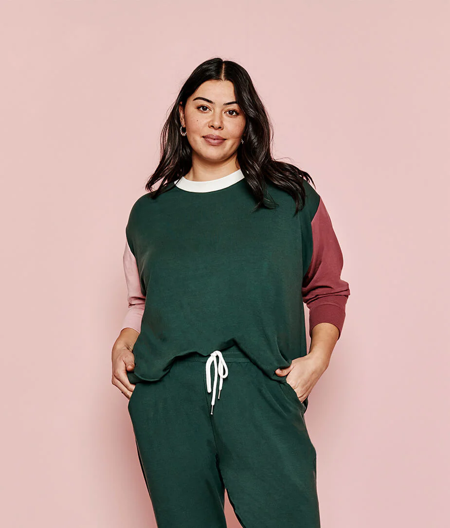 The Softest French Terry Relaxed Colorblock Crew - Main