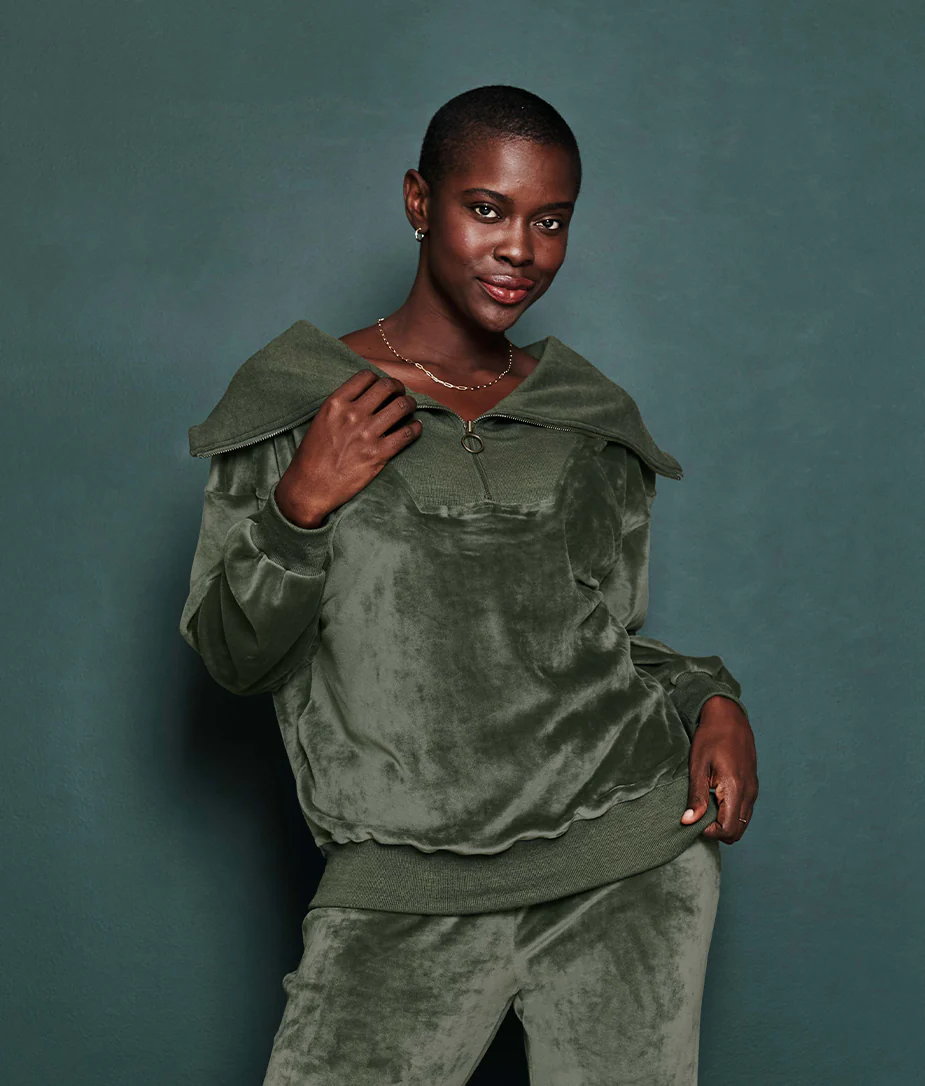 The Plush Velour Half-Zip Pullover - Main