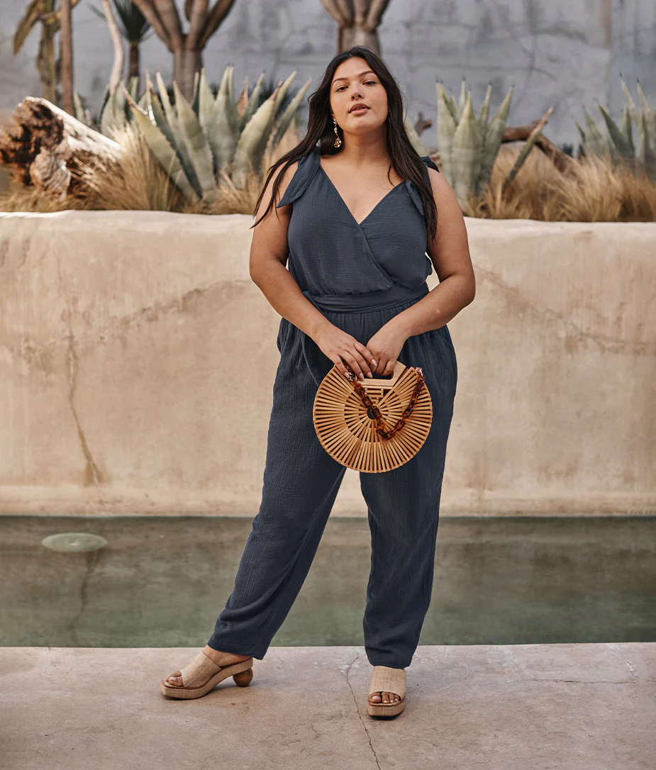 The Going Places Gauze Tie-Shoulder Jumpsuit - Main