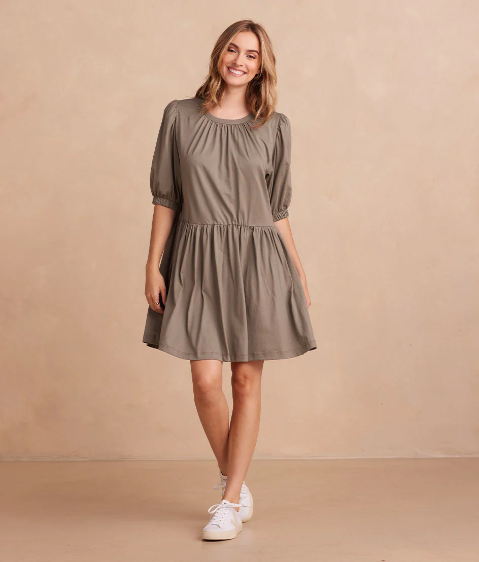 The Luxe Pima Puff-Sleeve Mini Dress - Main
