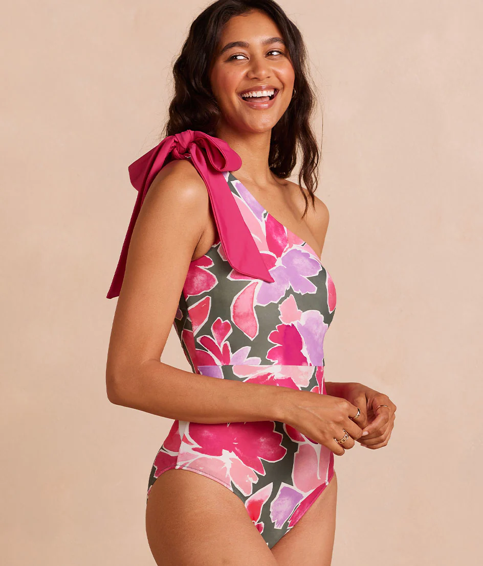 The Long Torso Bow-Shoulder Ruched Sidestroke - Main