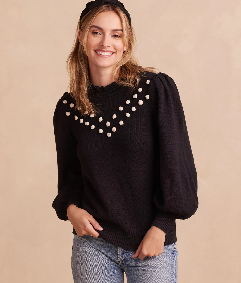 The Year-Round Balloon Sleeve Pompom Sweater - Main