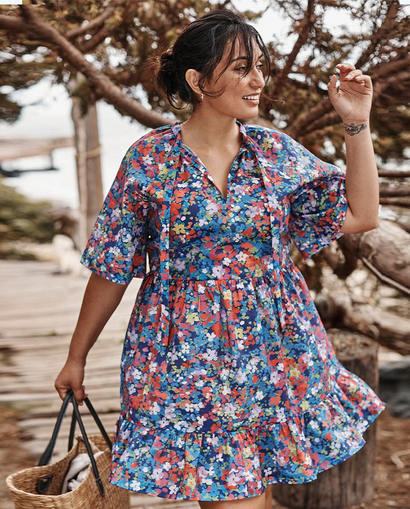 The Tie Neck Tiered Dress - Main