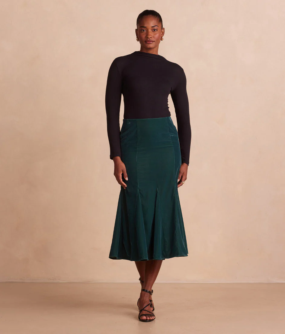The Sustainable Velvet Collection Midi Skirt - Main