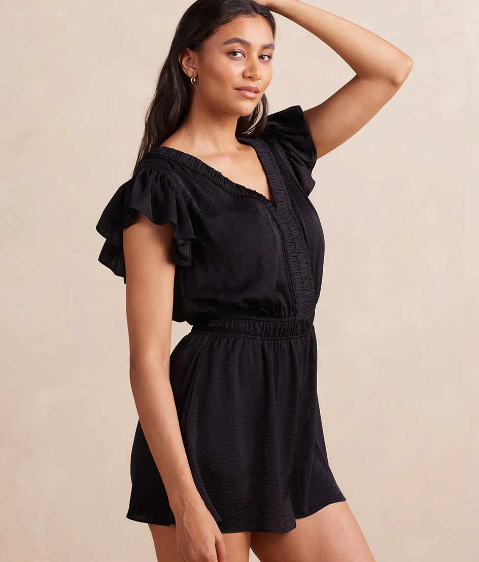 The Silky Luxe Ruffled Romper Cover-Up - Main