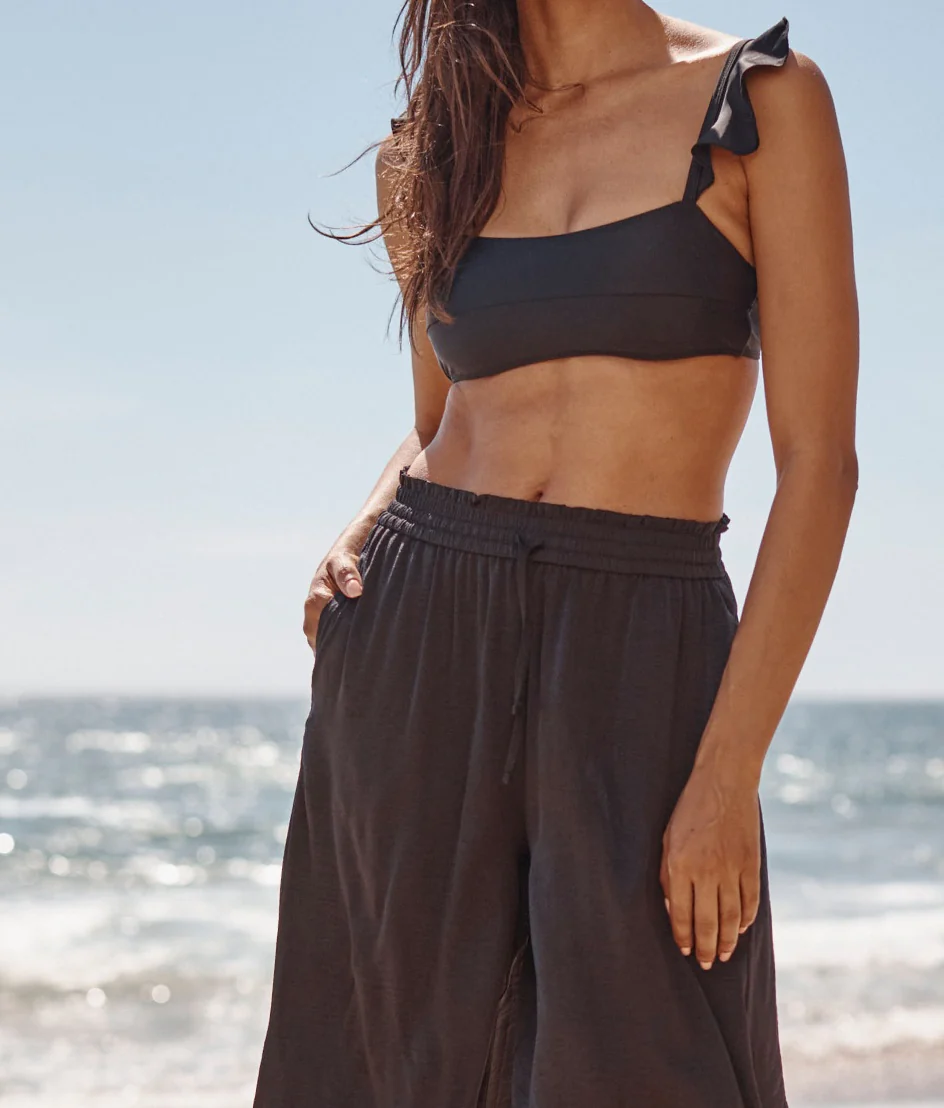 The Silky Luxe Palazzo Pants with Ties - Sea Urchin